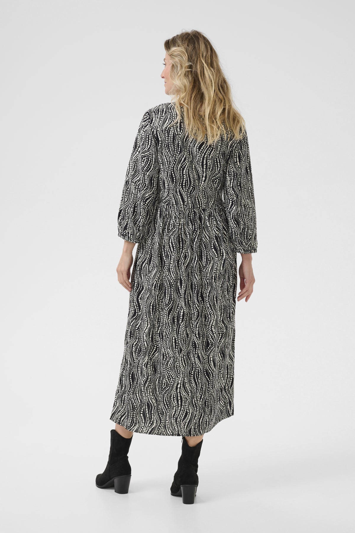 CRTiah Smock Dress Black wavy dots - 10613476
