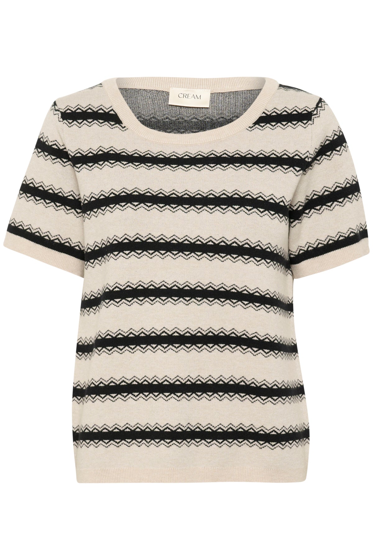 CRDela SS Zigzag pullover Birch and black stripe - 10613930