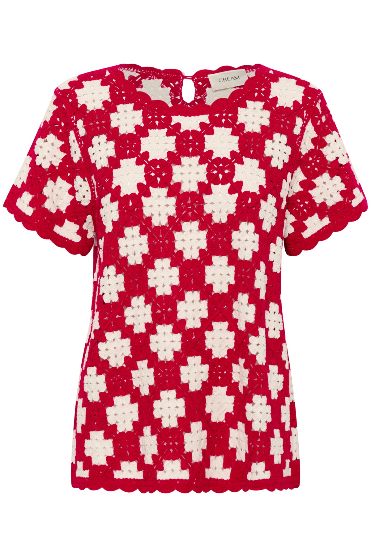 CRKip crohet blouse Red and birch crochet flower - 10613936