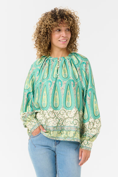 CRAmina Blouse Green Paisley Border - 10614108 Thumbnail
