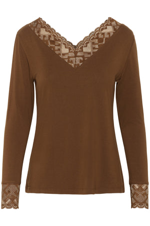 CRTrulla LS Lace T-Shirt Sorrel Horse - 10614334