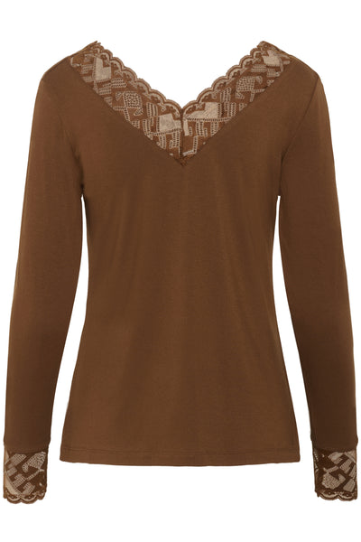 CRTrulla LS Lace T-Shirt Sorrel Horse - 10614334 Thumbnail
