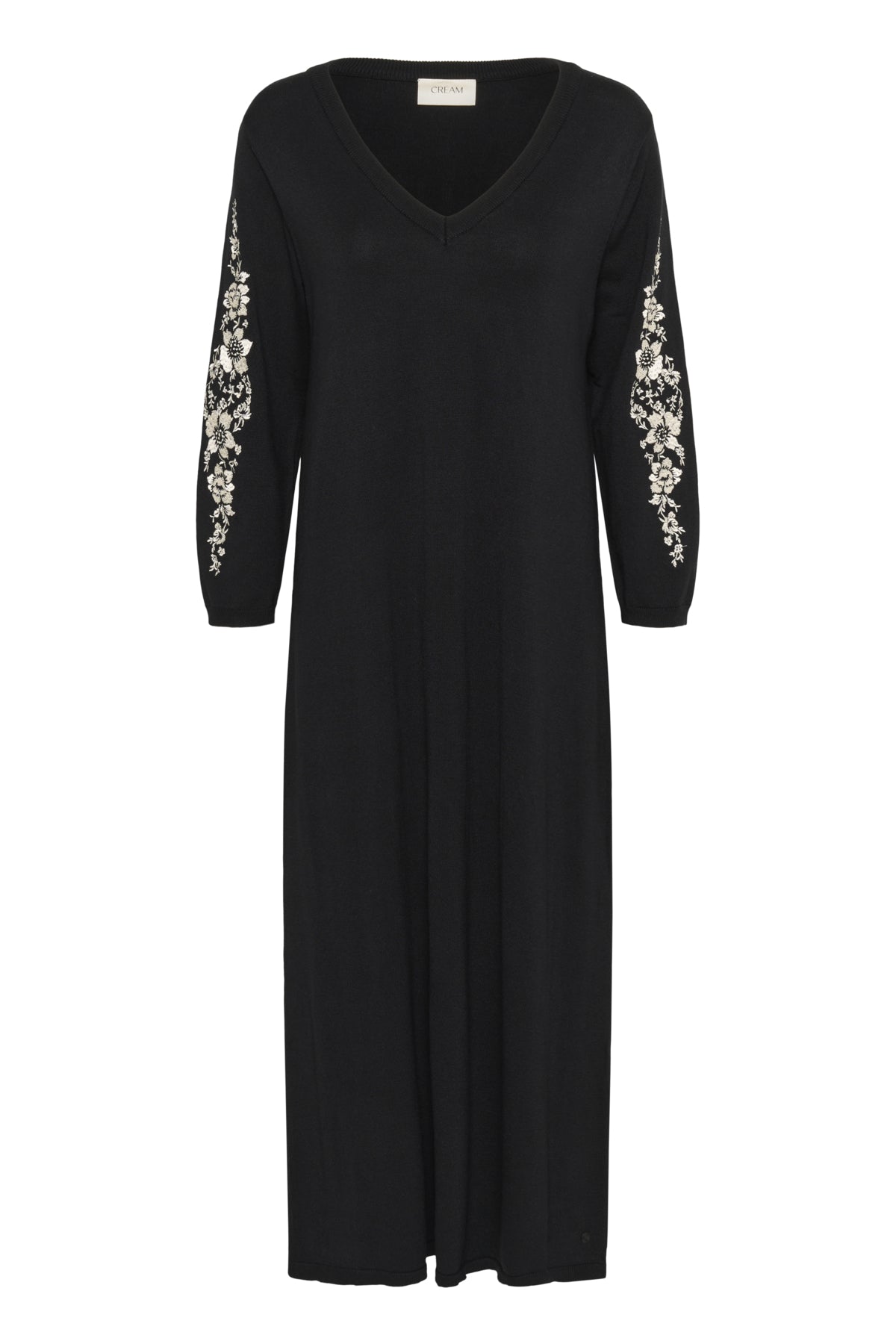 CRVillea embroidery Knit Dress Pitch Black - 10614349
