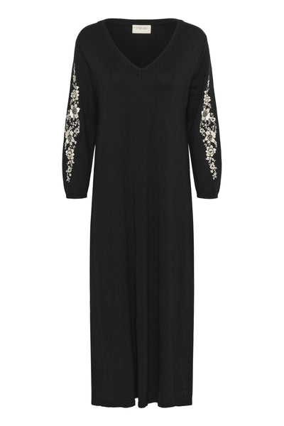 CRVillea embroidery Knit Dress Pitch Black - 10614349 Thumbnail