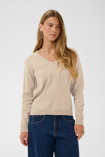 CRDela Knit Blouse Oat melange - 100232 - 10615145 Thumbnail