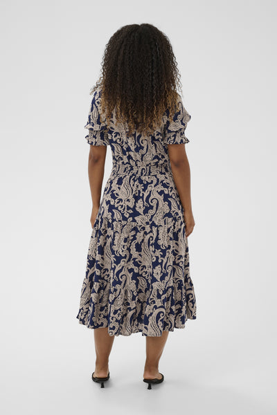 CRLucy Short Sleeve Long Dress Blue Paisley - 106905 - 10615288 Thumbnail