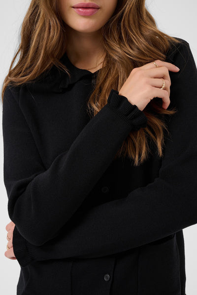 CRDela Knit Cardigan Pitch Black - 100120 - 10615362 Thumbnail