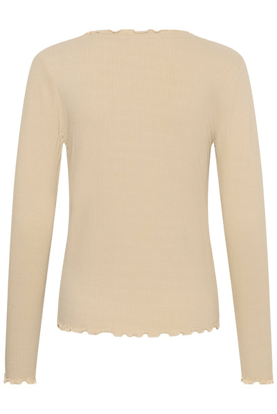 CRRibba LS V-neck Tshirt Oatmeal - 130401 - 10615480 Thumbnail