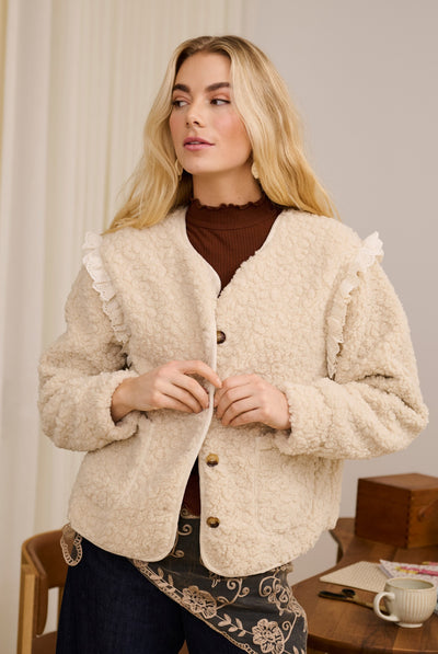 CRRana Lace Teddy Jacket Oatmeal - 130401 - 10615559 Thumbnail