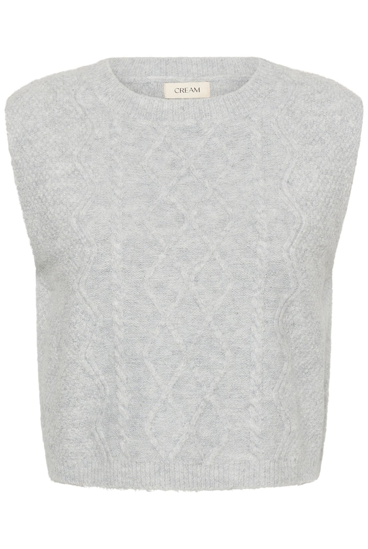 CRStarfi Cable Knit Slipover Light Grey Melange - 100827 - 10615823