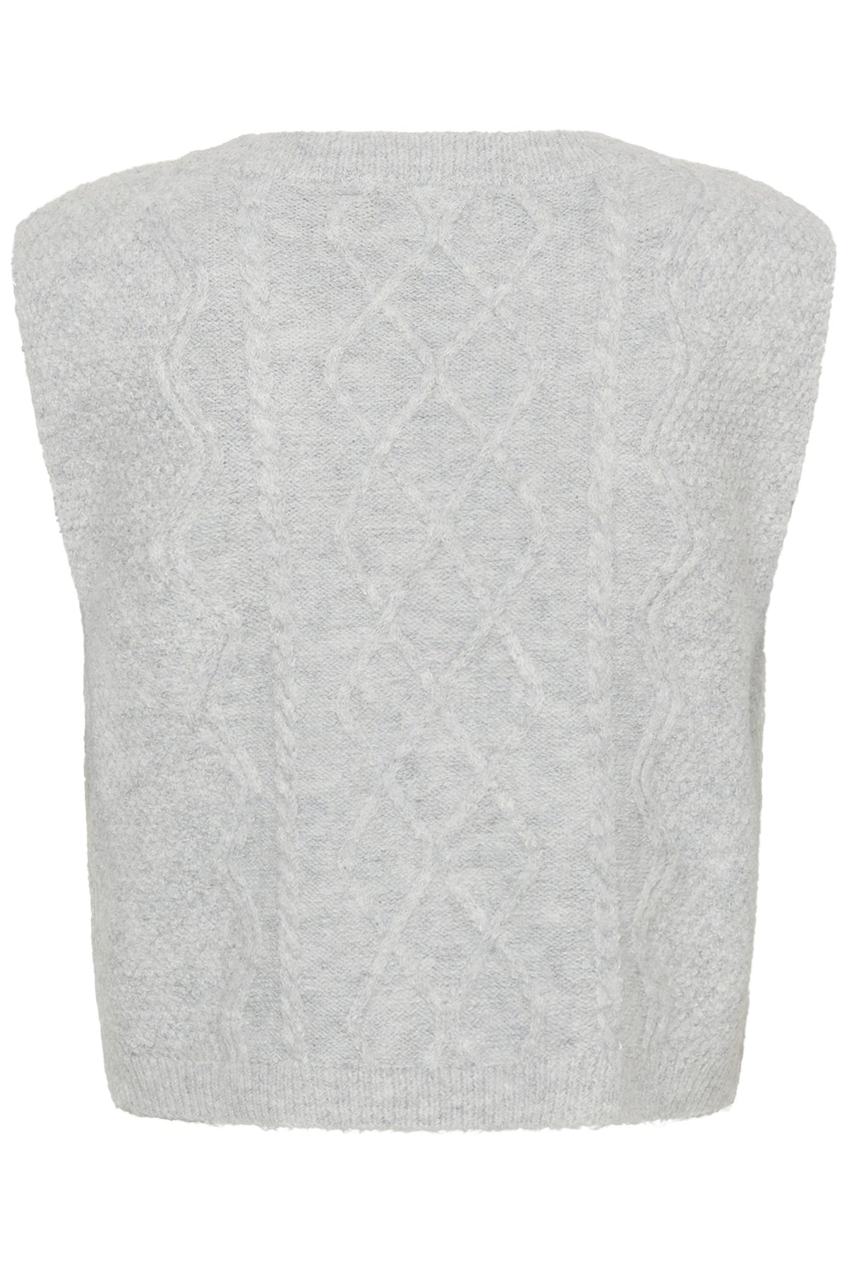 CRStarfi Cable Knit Slipover Light Grey Melange - 100827 - 10615823