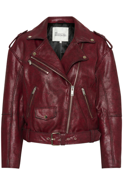 MWGilo Leather Jacket Burgundy Red Wash Thumbnail