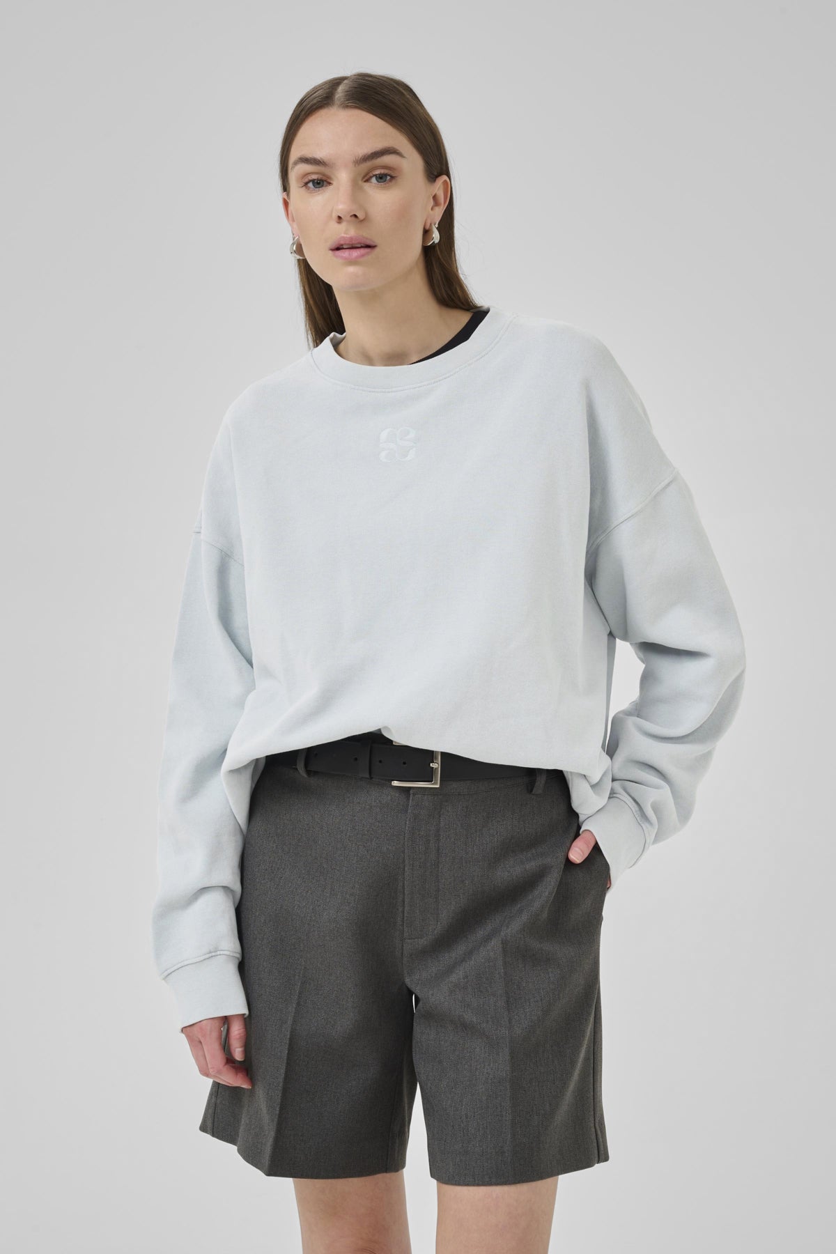DiegoMW Logo Emb. Sweat PearlBlue Random Wash - 10704891