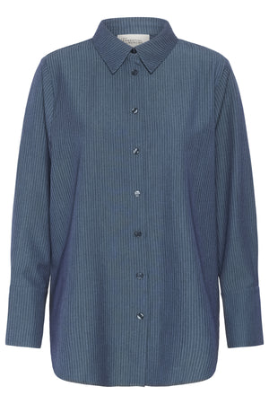 VittaMW Shirt Dark Slate W. Stripe - 10705001