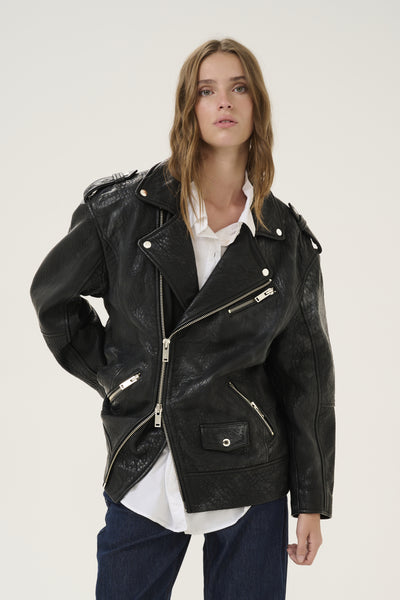 GinaMW Leather Jacket Black Thumbnail