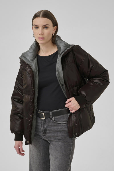GlossyMW Reversable Down Jacke Espresso - 10705224 Thumbnail