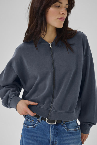 MetaMW Short Sweat Jacket Dark Grey Random Wash - 10705247 Thumbnail