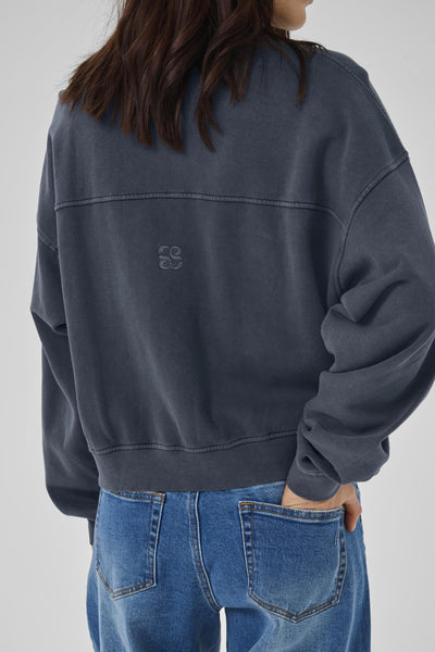 MetaMW Short Sweat Jacket Dark Grey Random Wash - 10705247 Thumbnail
