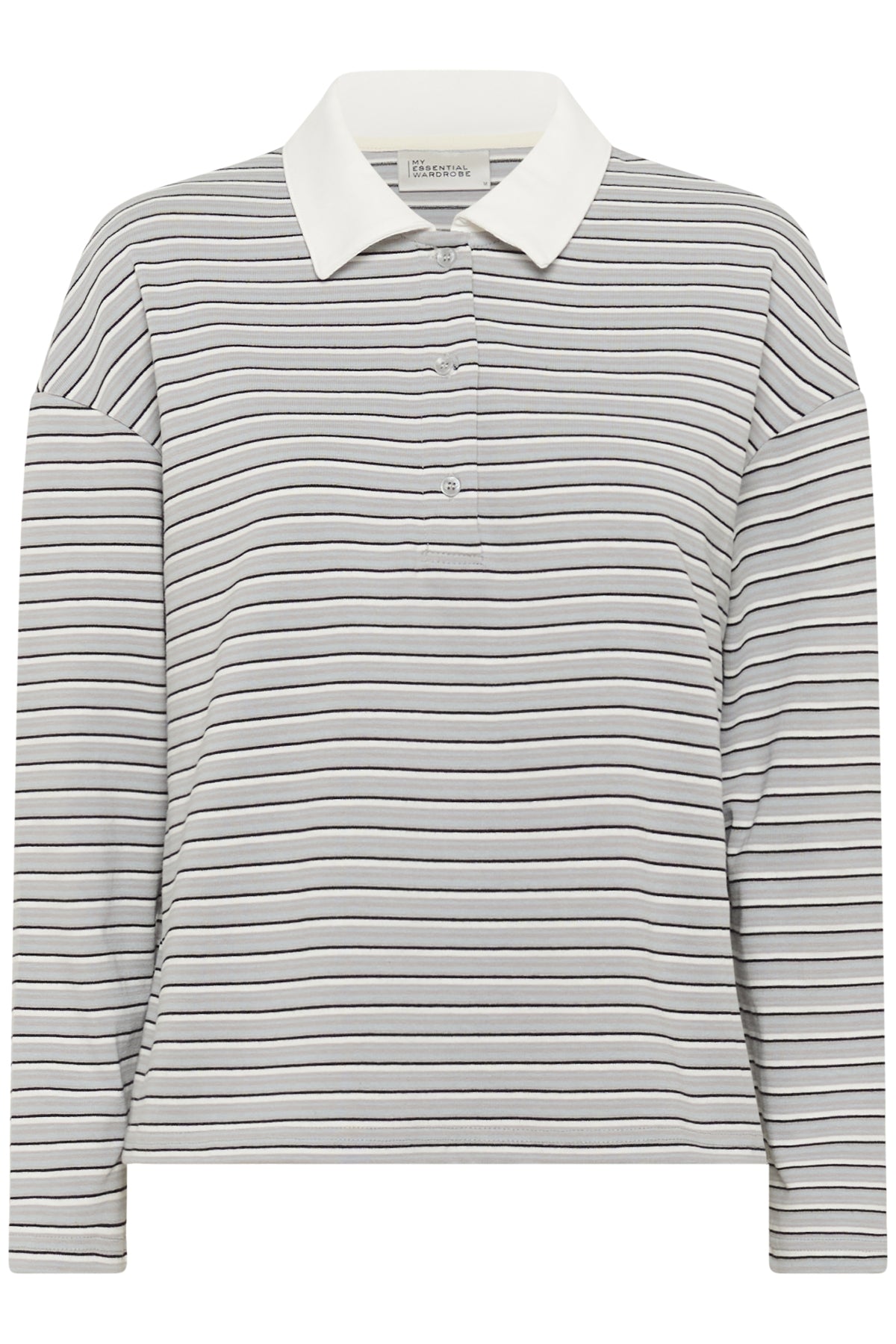 KlaraMW LS Polo Blouse Peal Blue Striped - 10705297