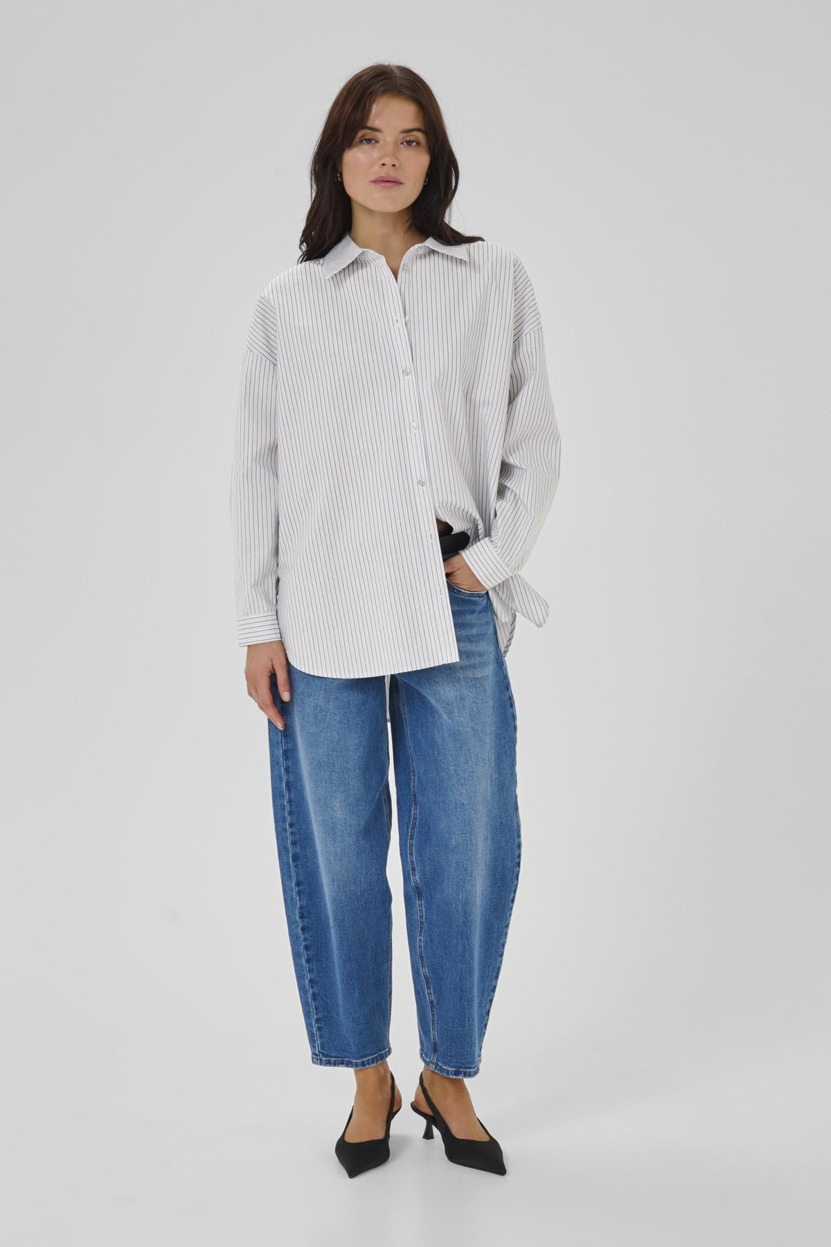 JeanMW Boxy Shirt PearlBlue Stiped - 10705358
