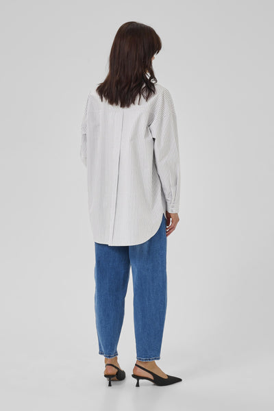 JeanMW Boxy Shirt PearlBlue Stiped - 10705358 Thumbnail