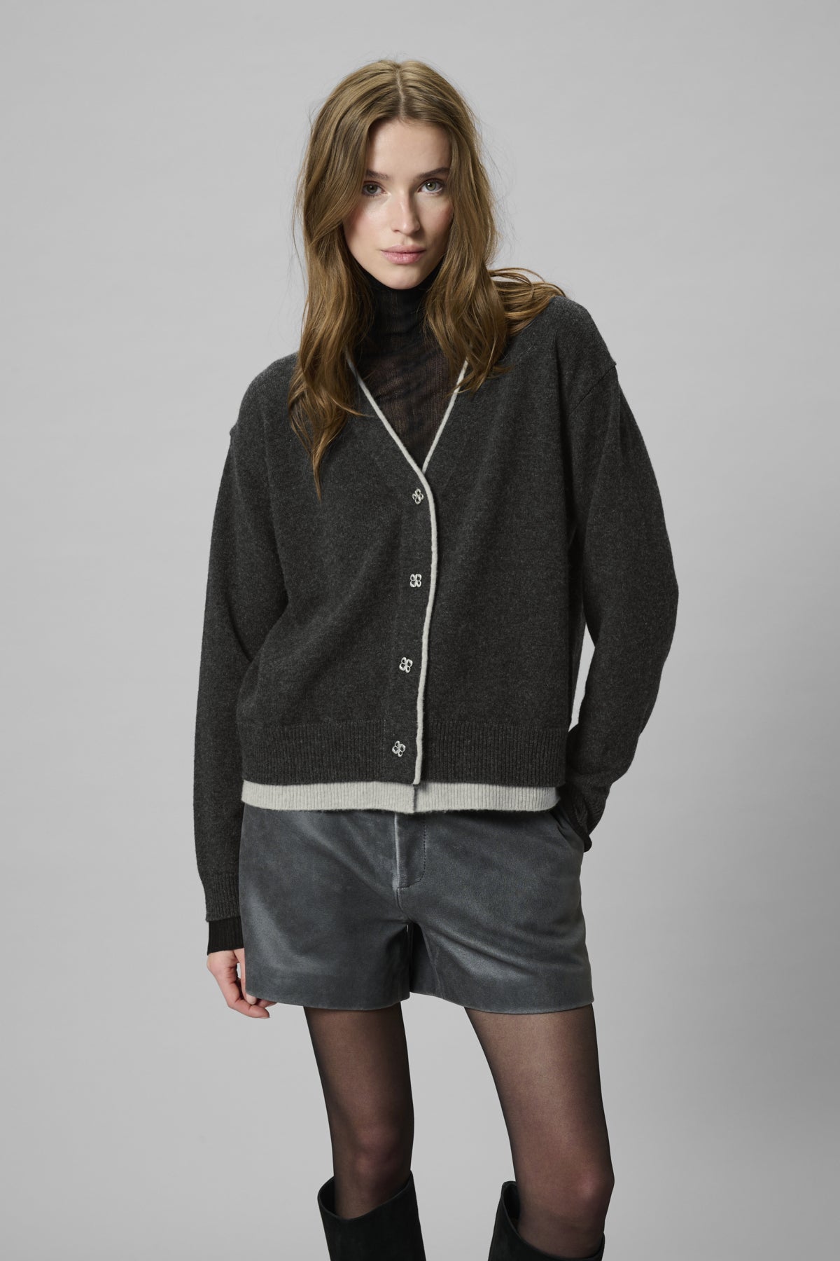 MWTracy Knit Cardigan Dark Grey Melange - 100379 - 10705366