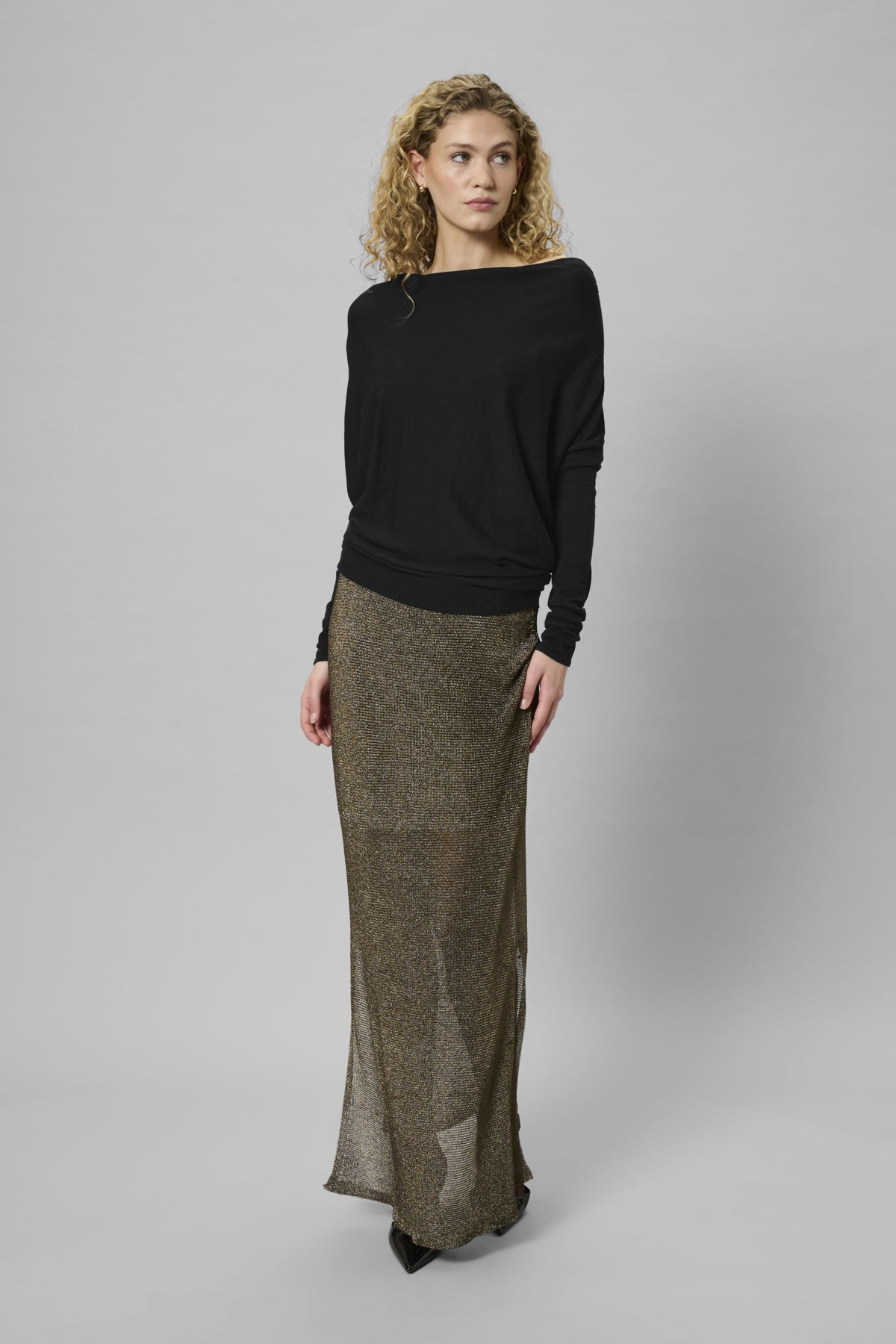MWPolly Waterfall Knit Blouse Black - 100031 - 10705397