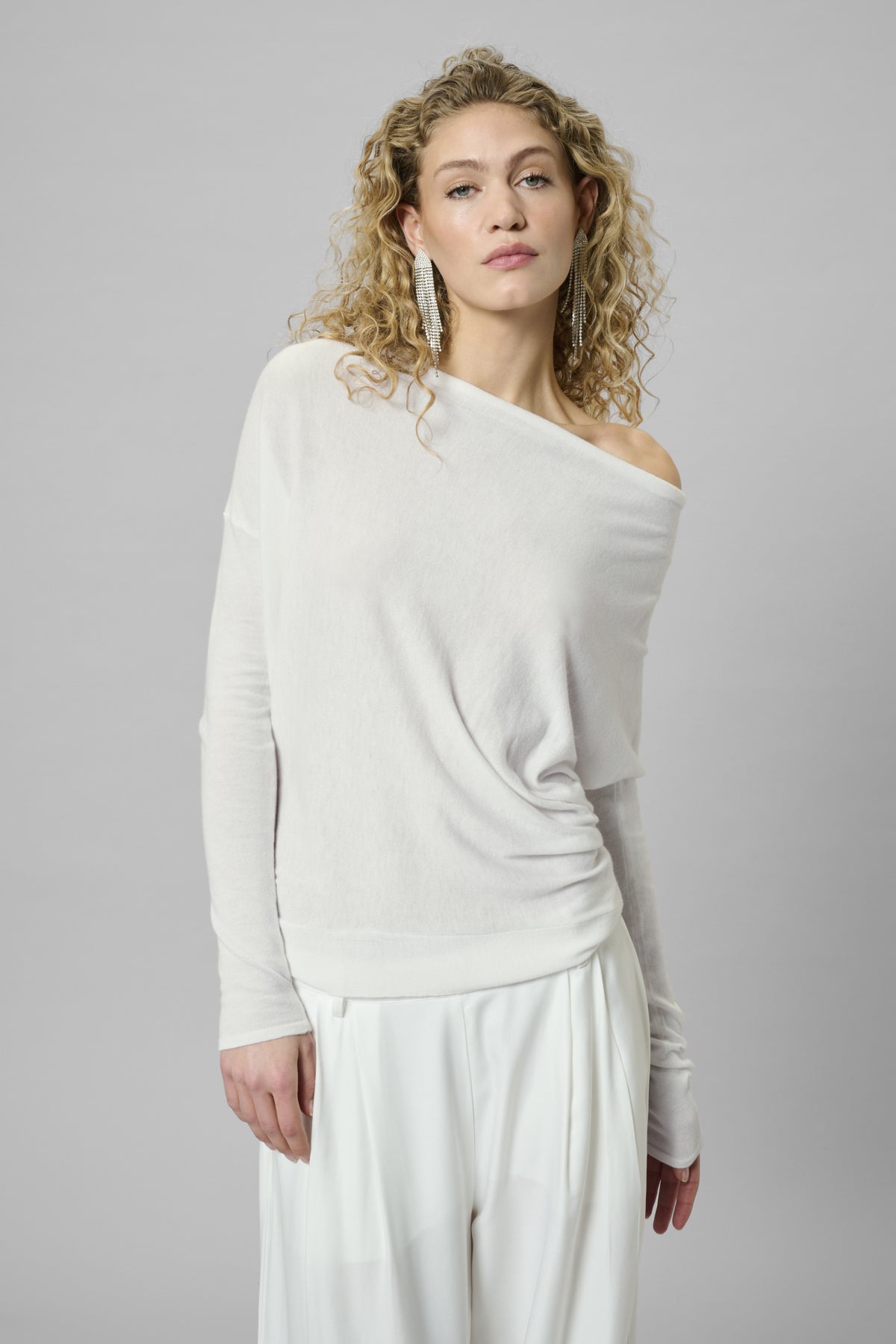MWPolly Waterfall Knit Blouse Snow White - 110602 - 10705397