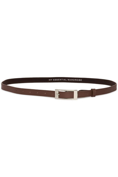 20 THE SIMPLE LEATHER BELT Brown W. Silver Buckle - 10934 - 10705535 Thumbnail