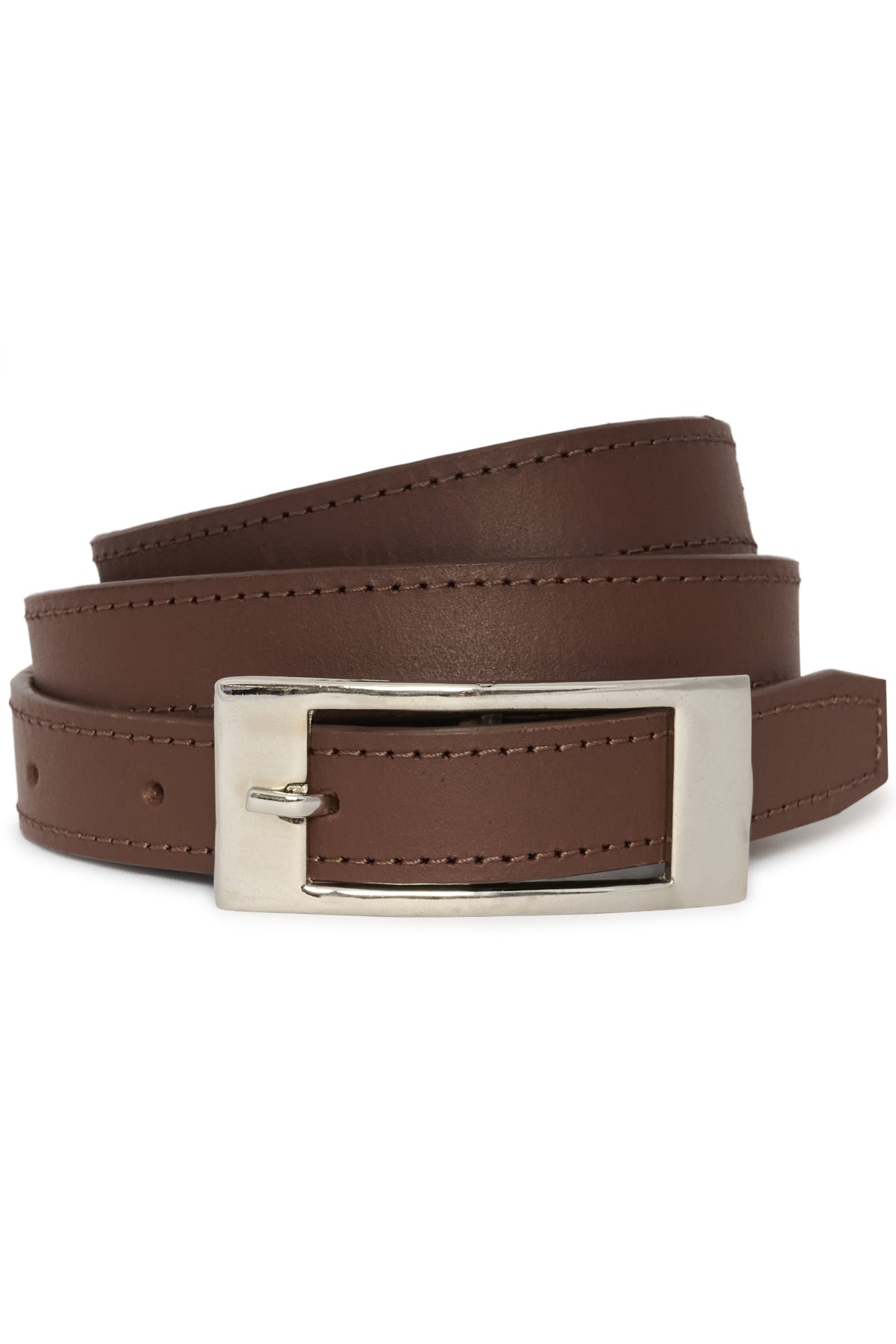 20 THE SIMPLE LEATHER BELT Brown W. Silver Buckle - 10934 - 10705535
