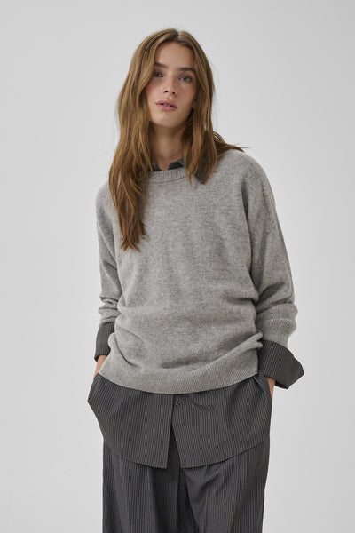 11 THE KNIT CREWNECK Light Grey Melange - 100378 - 10705549 Thumbnail