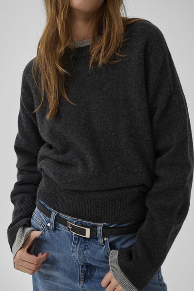 11 THE KNIT CREWNECK Dark Grey Melange - 100379 - 10705549 Thumbnail
