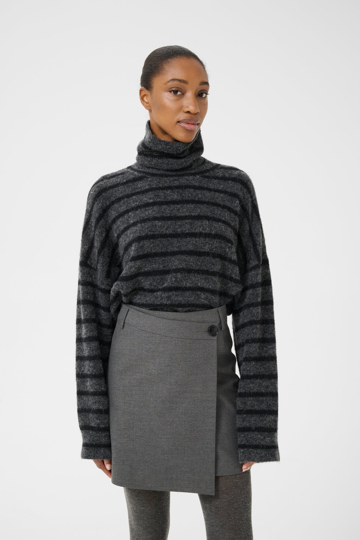 AlphaGZ rollneck striped NOOS Charcoal Black striped - 10909345