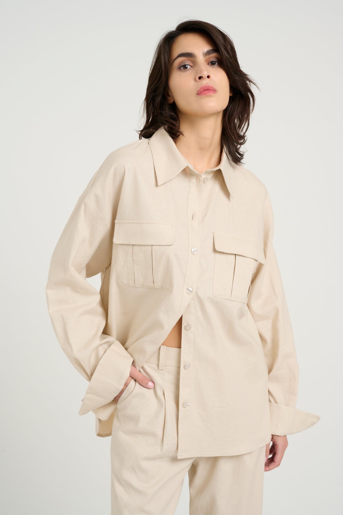 ElarahGZ linen shirt NOOS Ancient Scroll - 10909833
