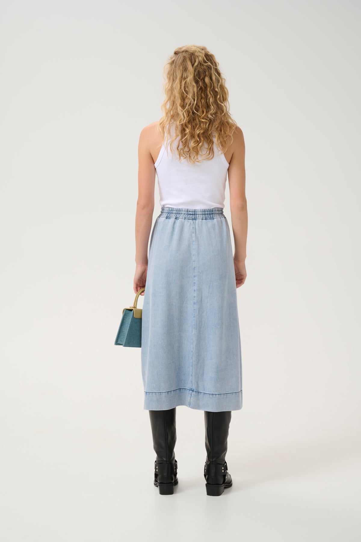 GZfelina long skirt Light blue washed