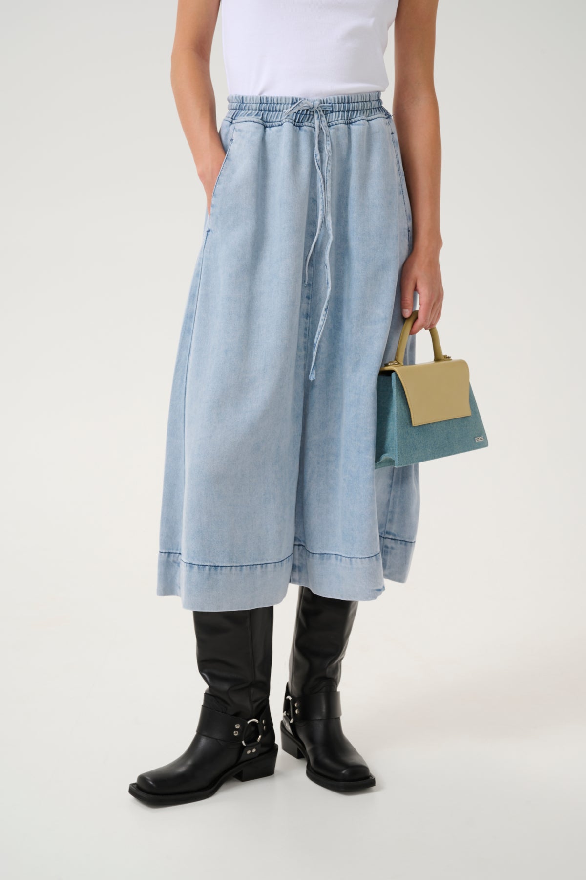 GZfelina long skirt Light blue washed
