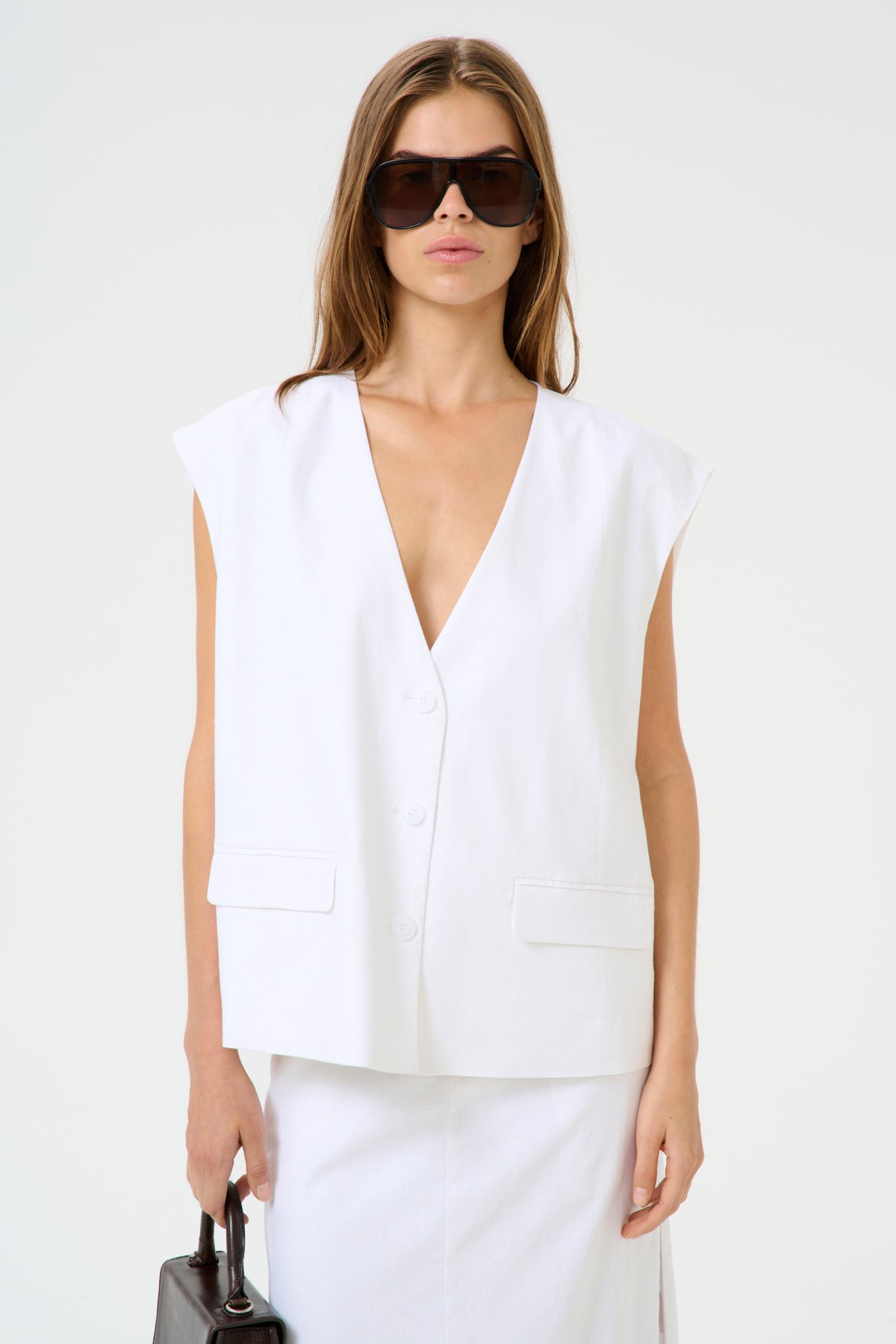 GZizza linen waistcoat Bright White - 10910239