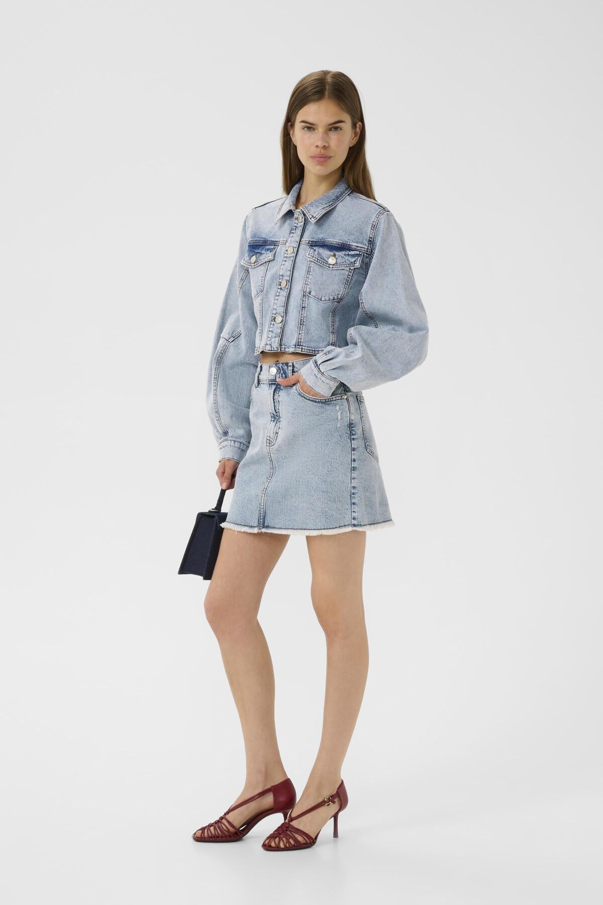 GZdea HW mini skirt Light Blue Denim - 10910384