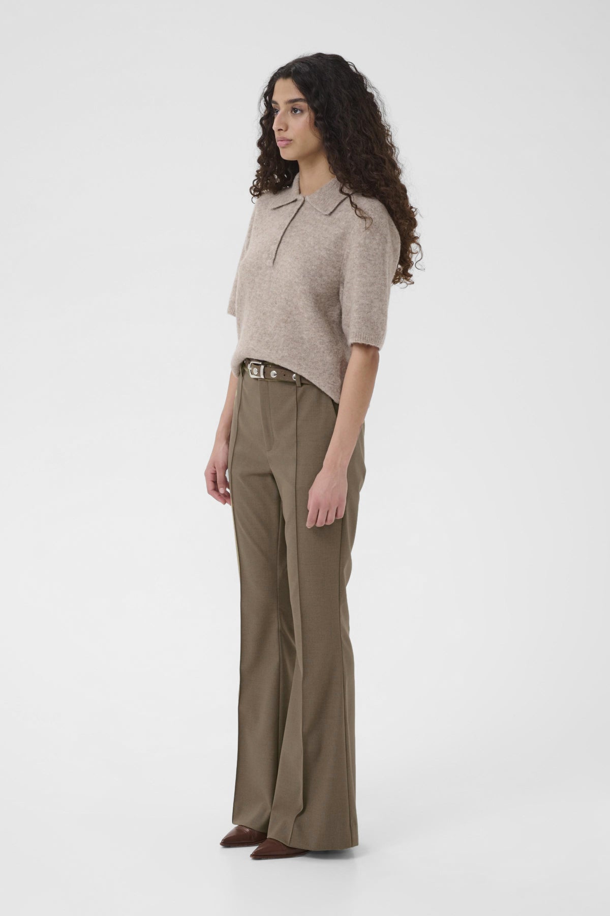 GZpaula HW flared pants Dark timberwolf melange - 1068 - 10910891