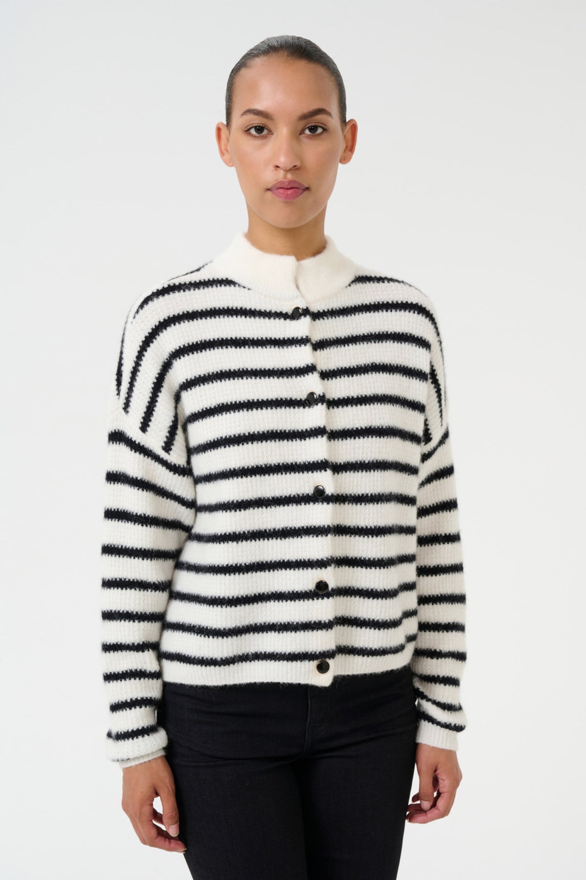 AlphaGZ short cardigan NOOS Ivory black striped - 10905931