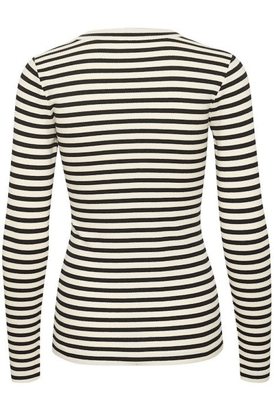 DagnaIW Striped Tshirt LS Black / Whisper White - 30108561 Thumbnail
