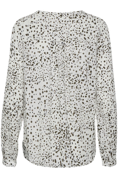KAdebra Amber Blouse LS Chalk/Green Watercolor Dot - 10505365 Thumbnail