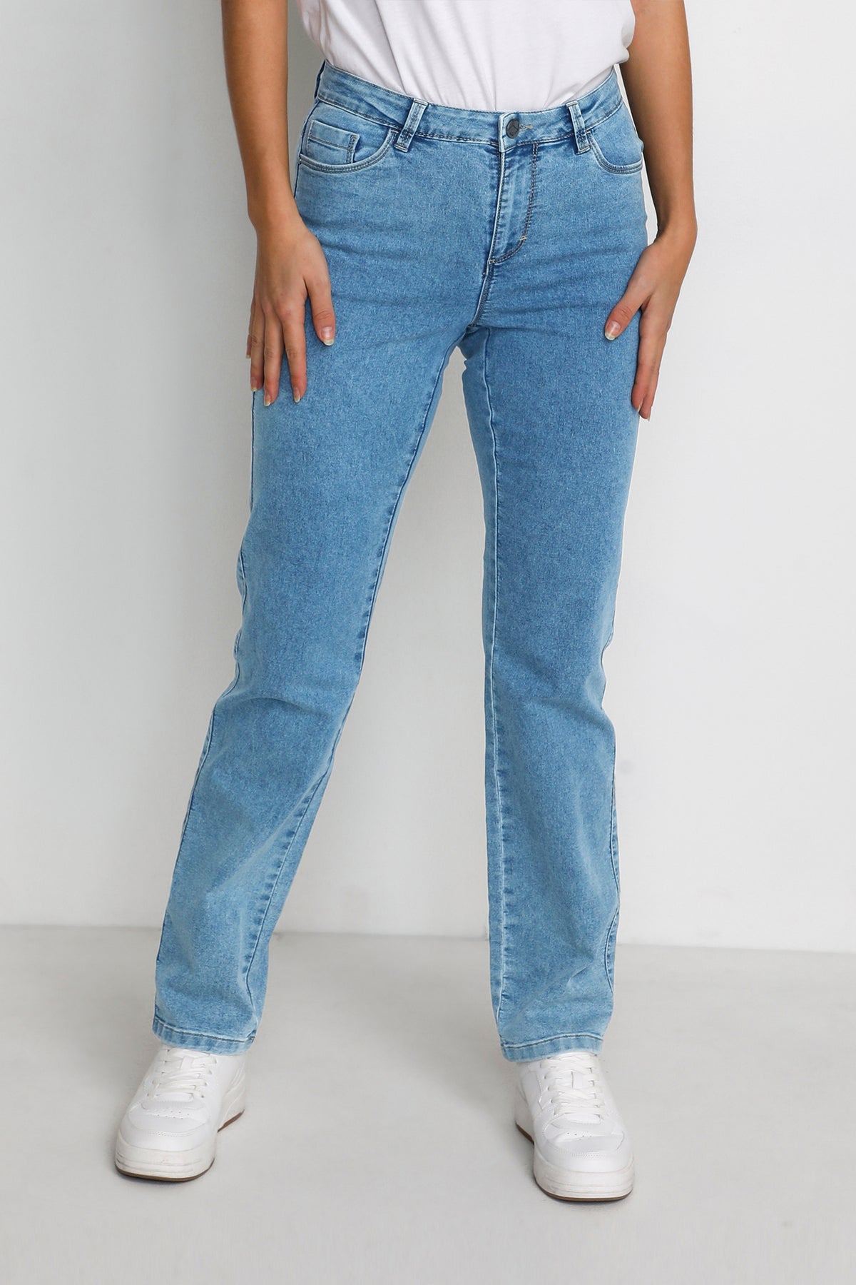 KAvicky Straight Jeans Light Blue Washed Denim - 10506530