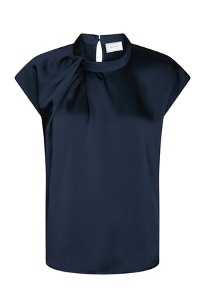 Fleur Drapy Satin Navy - 160990