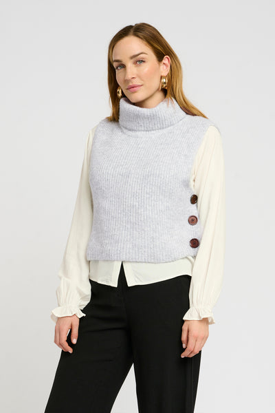 CRStarfi Short Knit Slipover Light Grey Melange - 10609134 Thumbnail