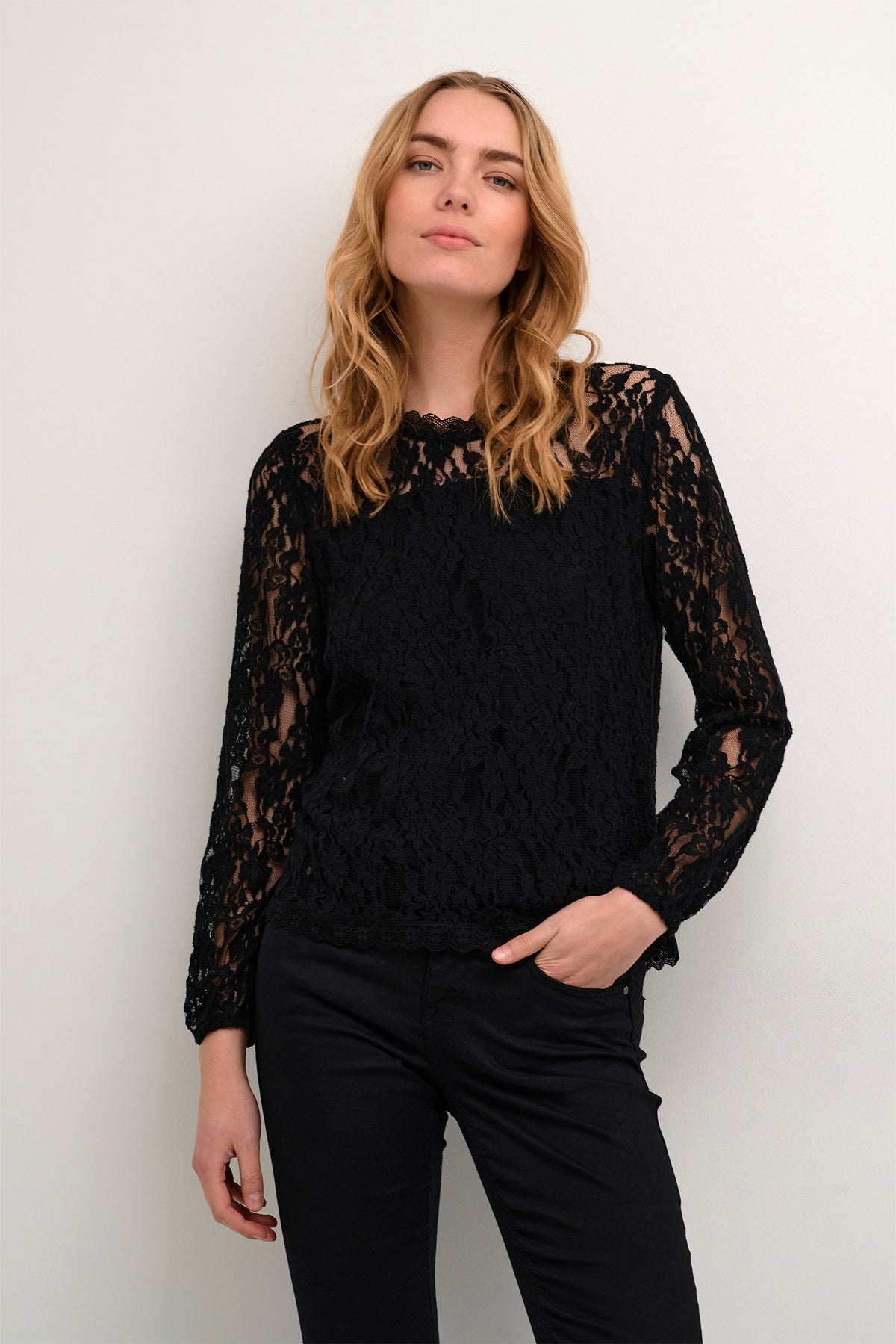 CRKit Lace LS Blouse Pitch Black - 10611701