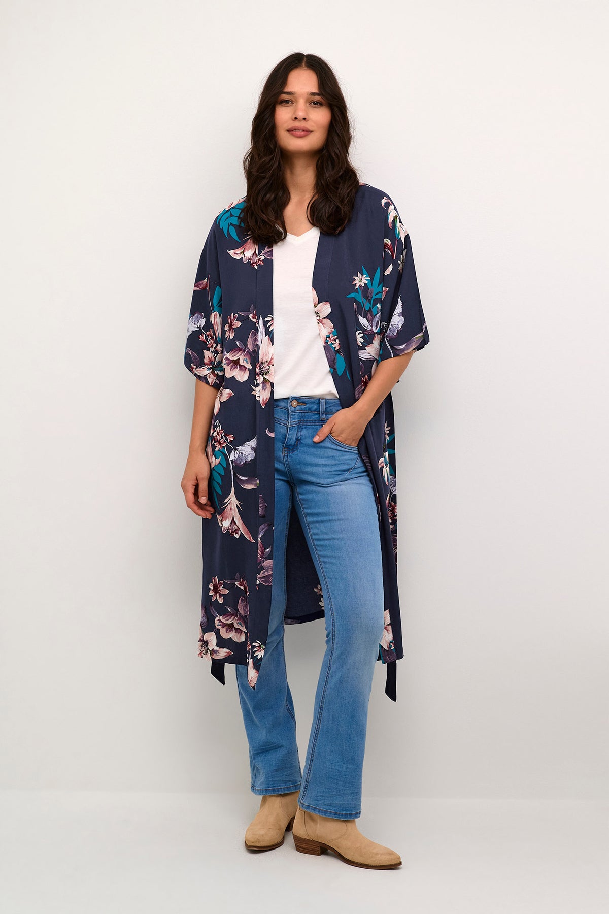 CROtta Kimono Navy Flower Print - 10611044