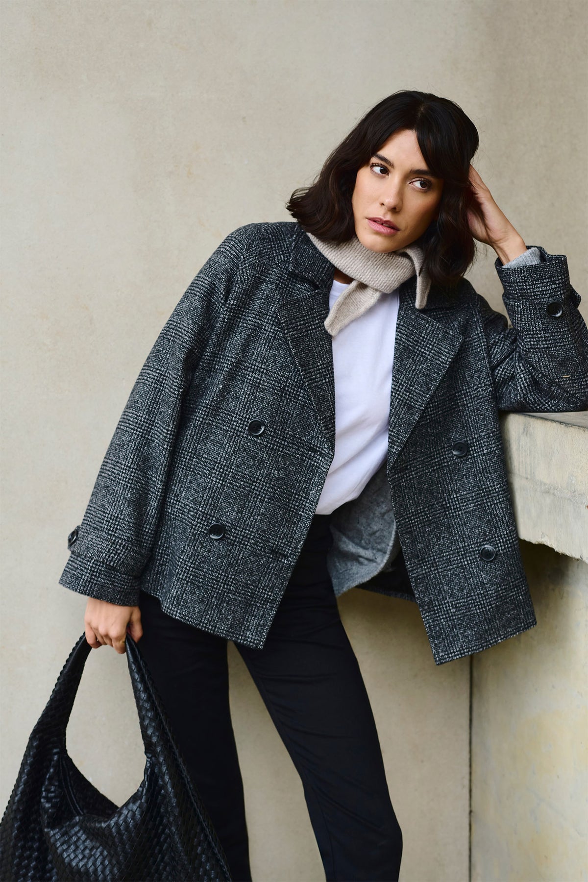 KAfabiola Short Jacket Black/Grey Check - 10508951