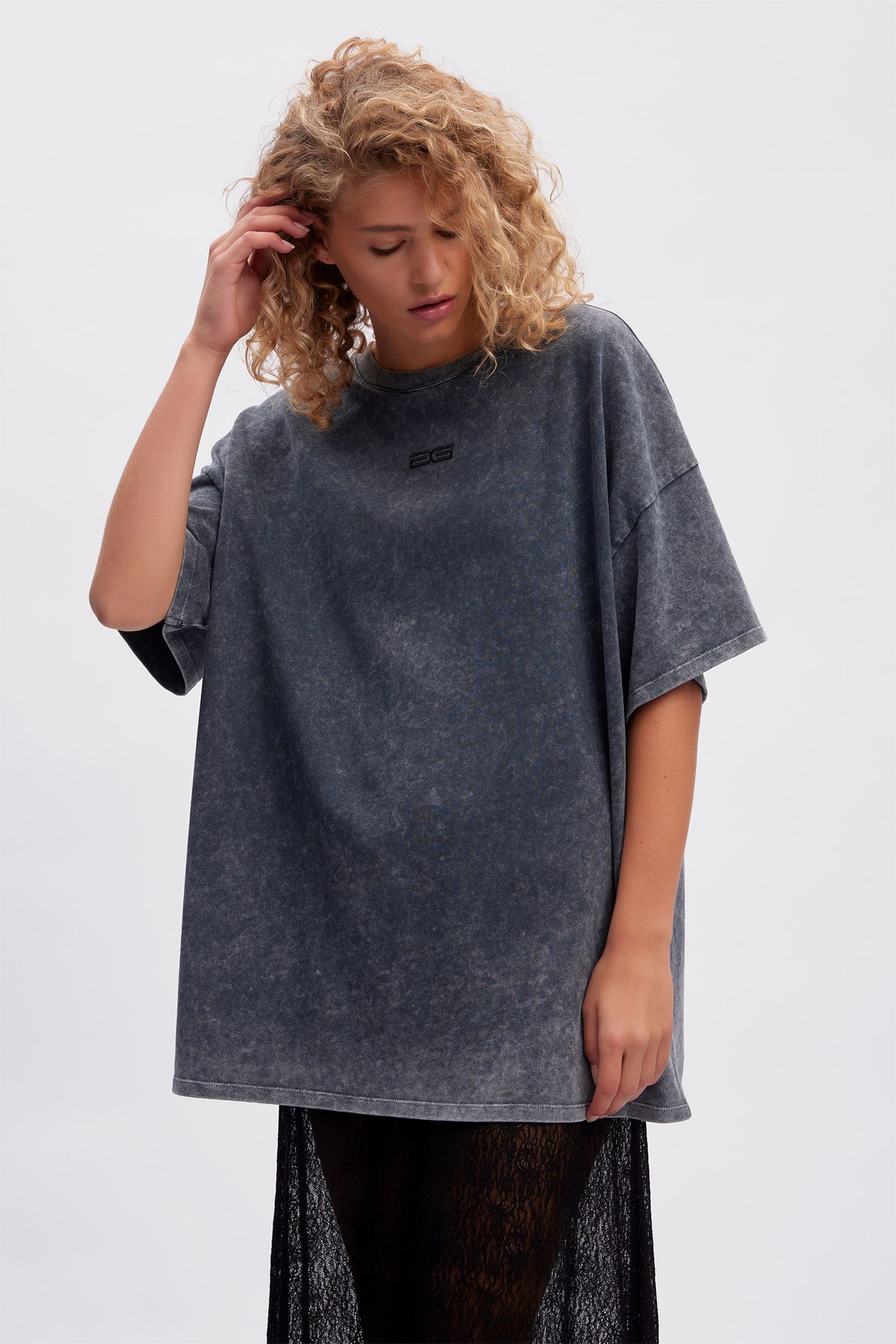 JioGZ oversize tee Dark grey washed - 10909249