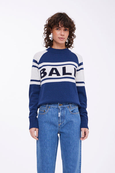 BAEVEREST LOGO KNIT Black Iris melange - 50405018 Thumbnail